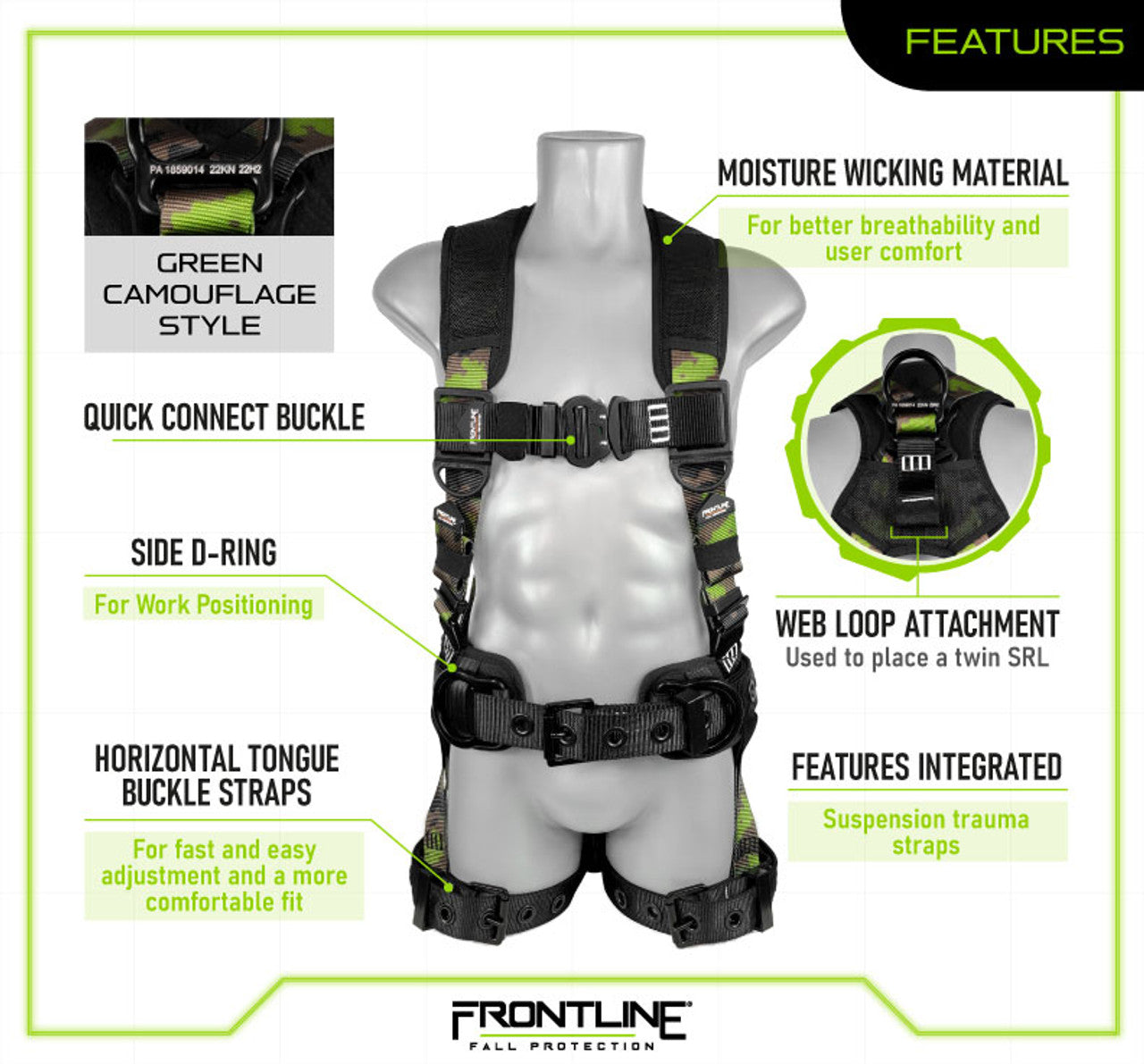 Frontline Camouflage Full Body Harness