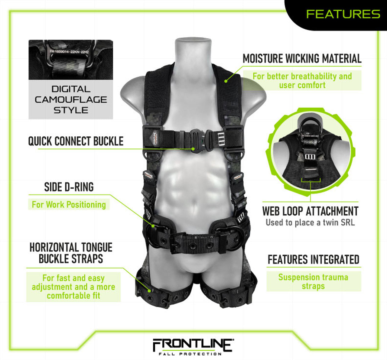Frontline Digital Camo Full Body Harness